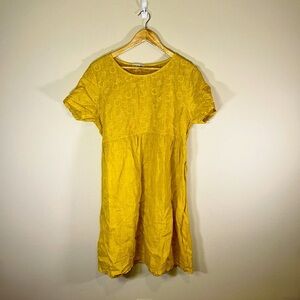 Terzo Millenio Short Sleeve Linen Midi Sun Dress Women Large Cashal Summer